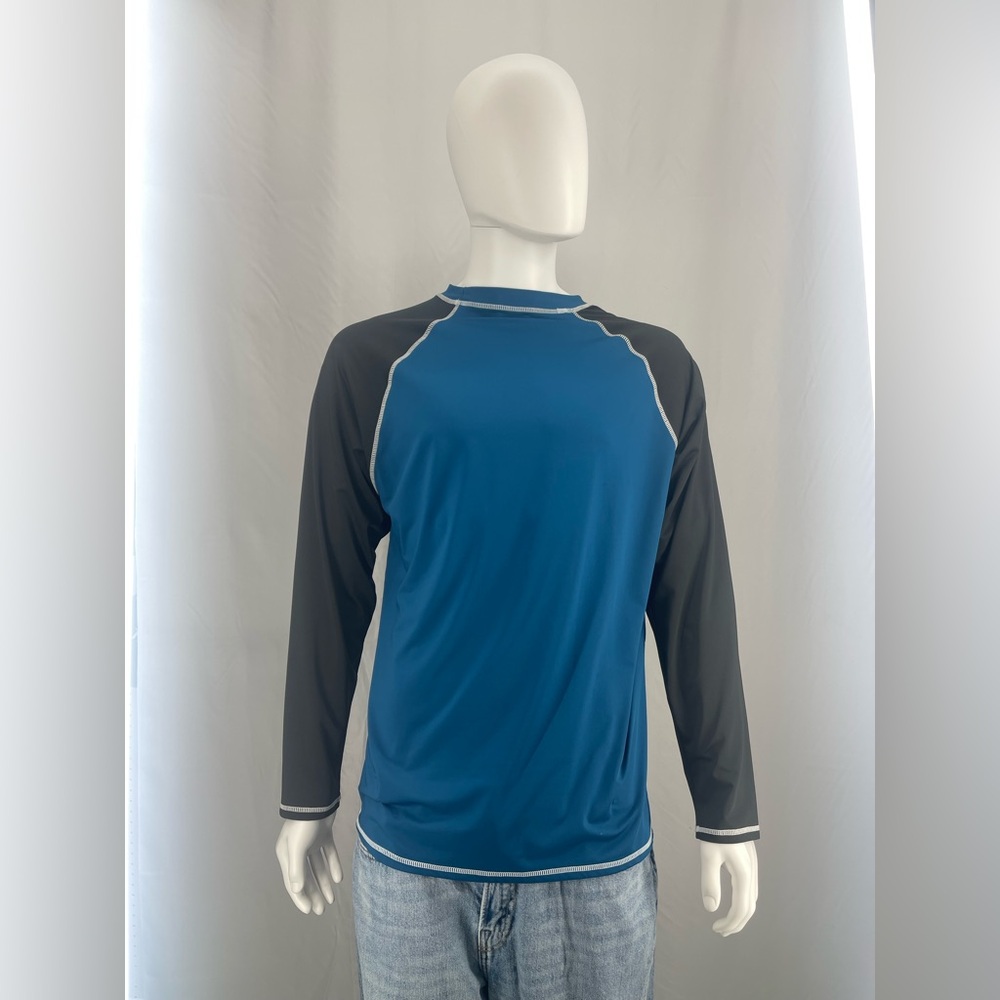 Men's Blue and Black Swim Shirt